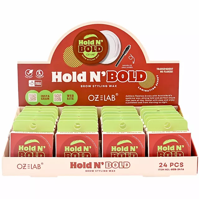 Oz Lab Hold'N Bold Brow Styling Wax - Wholesale Display 24 Units (OZB-2416)