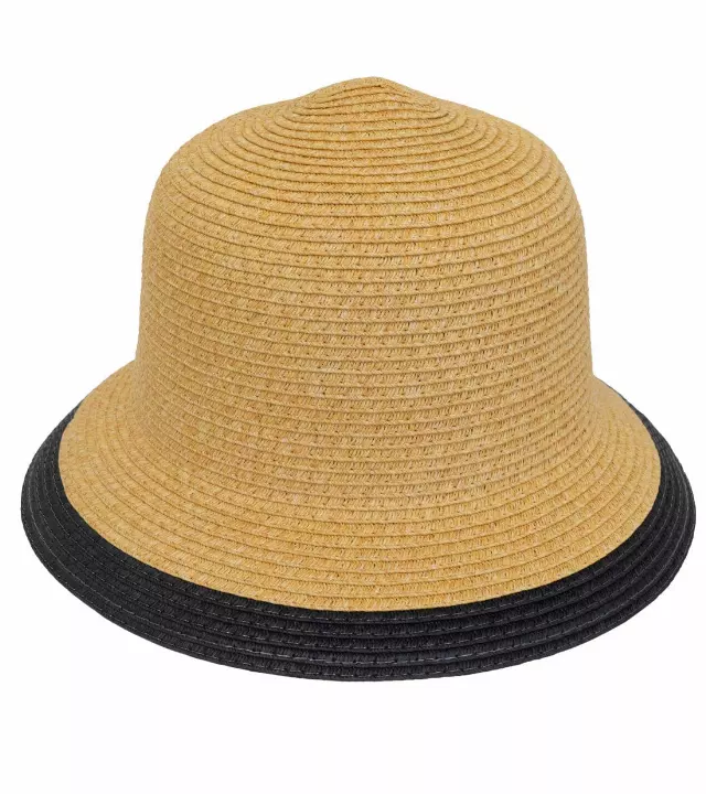 Magid Straw Color Block Bucket Sun Hat — TOAST/BLACK