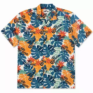 CORONA BEER TROPICAL BUTTON-DOWN SHIRT MULTI