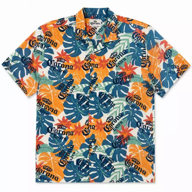 CORONA BEER TROPICAL BUTTON-DOWN SHIRT MULTI