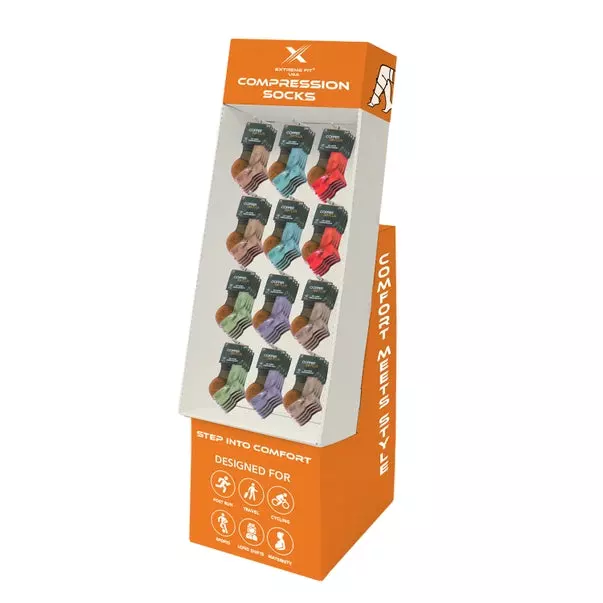 48-PAIRS ANKLE COMPRESSION SOCKS WITH FREE DISPLAY · SKU FD-ORA-ANK-1