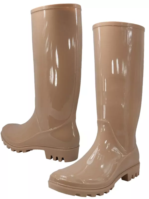 RB-010 - Women's "Easy USA" 13½ Inches Super Soft Rubber Rain Boots — Nude (RB-010-C) / 6-11 Assorted