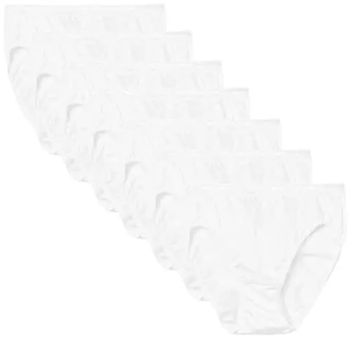 #0W-H-PL43EG-6W Hanes Women’s White Soft Cotton High Cut Panties – $4.00 per 12 pair pack (5 Packs)