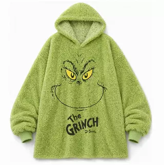 DR SEUSS THE GRINCH OVERSIZED SHERPA HOODIE GREEN
