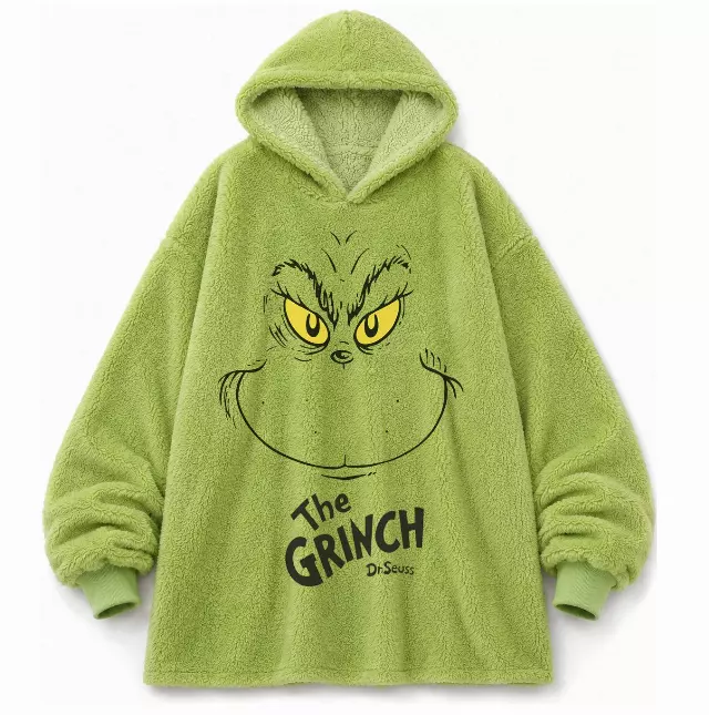 DR SEUSS THE GRINCH OVERSIZED SHERPA HOODIE GREEN