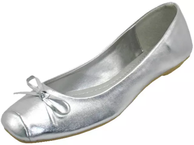 S2500L - Women's "Easy USA" Square Toe Ballet Flat Shoes — Silver (S2500L-S) / 5-10 Assorted