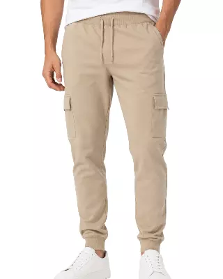 Men's Lightweight Fleece Jogger Cargo Pants #04 — Sand / S-M-L-XL