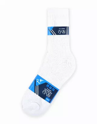Crew White Cotton Socks (Dozen) — White / Gray / Sock Size 9-11