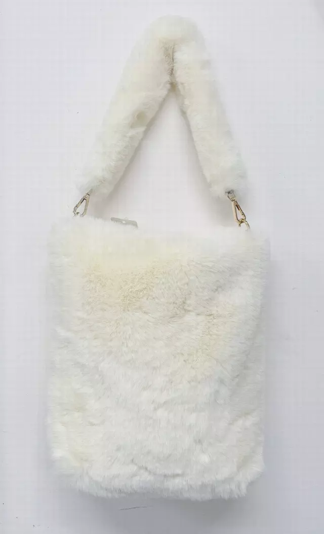 HX205 Faux Fur Shoulder Bag — White