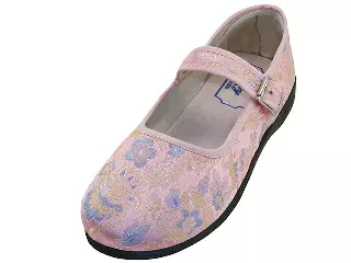 T2-112L - Women's "Easy USA" Satin Brocade Upper Mary Jane Shoes — Pink (T2-112L-P) / 5-10 Assorted