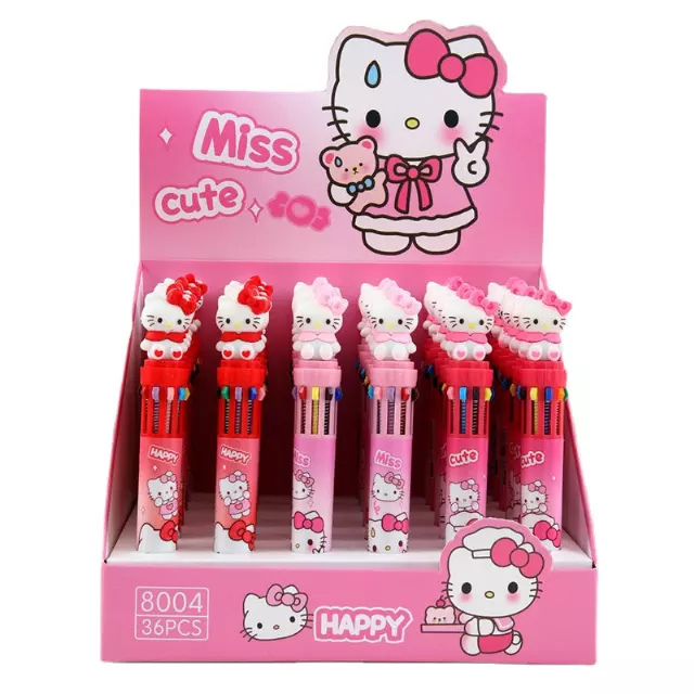 🎀 HELLO KITTY 6-Ink Color Pens – Adorable, Collectible, and Colorful! — 36 PC DISPLAY