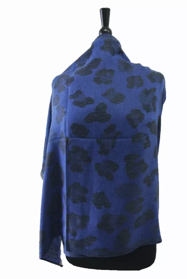 Y24 Cheetah Print Pashmina — Royal Blue
