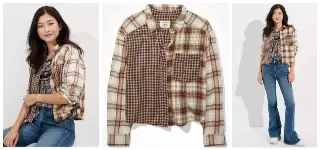 #240-L Women’s Famous Maker Cropped Flannel Shirt – $3.50 each (20 Pieces)