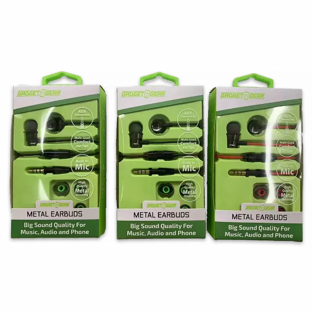 Wired Earbuds Metal with Mic - 3 Pieces Per Retail Ready Display 24641