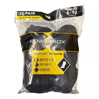 #9-PS-1003 PowerSox Men’s All Sport No Show Sock – $7.50 per bag (6 Bags)