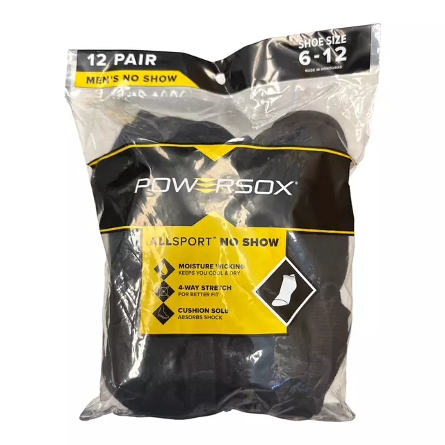#9-PS-1003 PowerSox Men’s All Sport No Show Sock – $7.50 per bag (6 Bags)