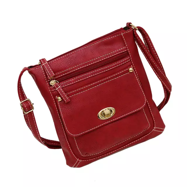 Crossbody Buckle Messenger Bag — Maroon