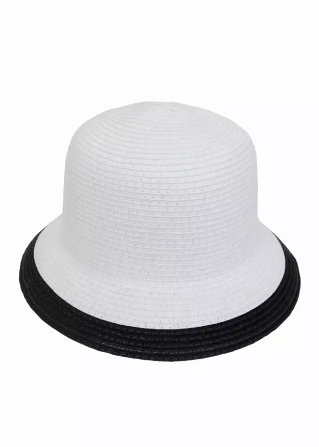 Magid Straw Color Block Bucket Sun Hat — WHITE/BLACK