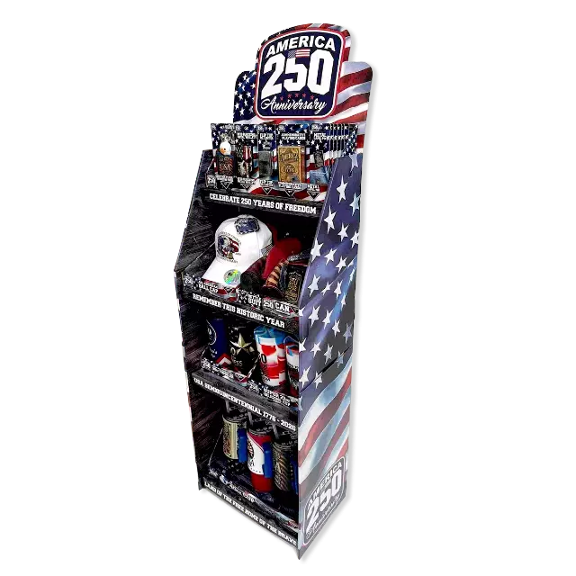 Patriotic USA 250 Floor Display - 58 Pieces Per Retail Ready Display Kit 88627