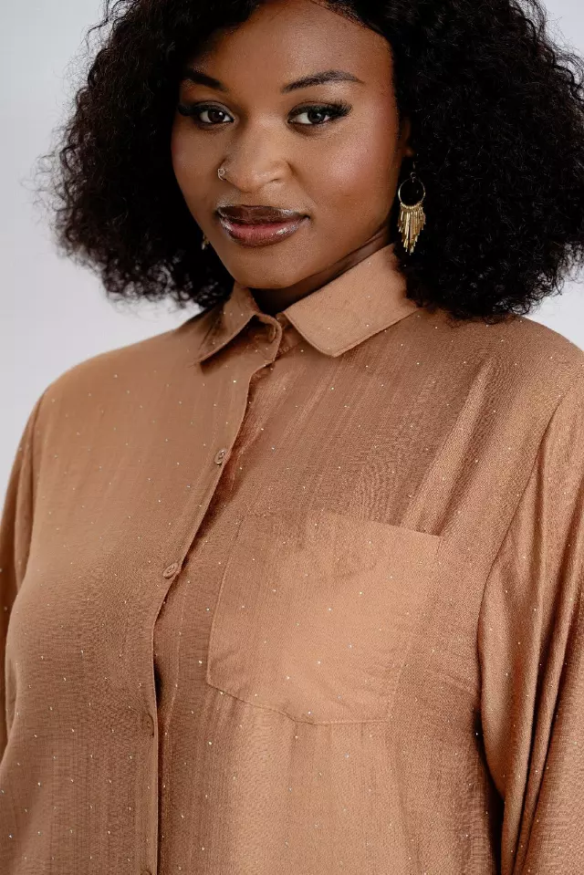 25055 - 2-Pcs Button Down Collared Top & Pant Set - $25.00 Each (2 pcs per pack) — Camel