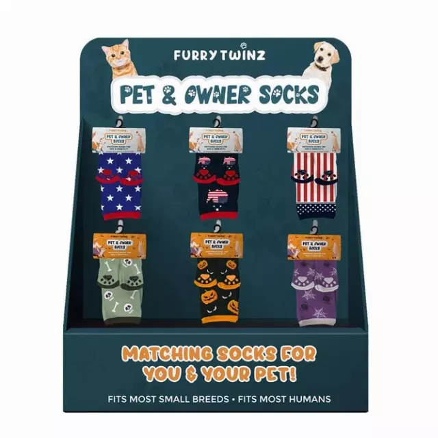 PET & OWNER SOCKS WITH FREE DISPLAY (24-PAIRS) · SKU XX-DIS-POT-15