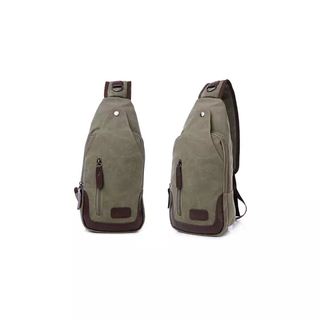 Canvas Unbalance Backpack Crossbody Sling Shoulder Bag — Green