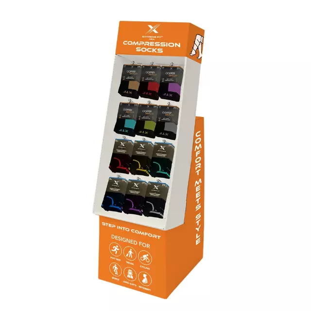 48-PAIRS COMPRESSION SOCKS WITH FREE DISPLAY · SKU FD-ORA-BOL-VER