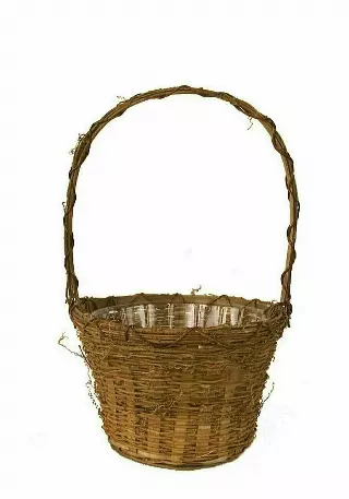 MS1063 – 10” Wide tall handle Rustic basket sewn-in-liner w/Liner-“each” Min 6 – Case 12 pcs