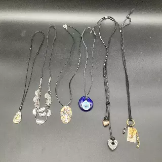 Boho Spiritual Costume Jewelry Lot 6pc Evil Eye Tree of Life Heart Necklaces