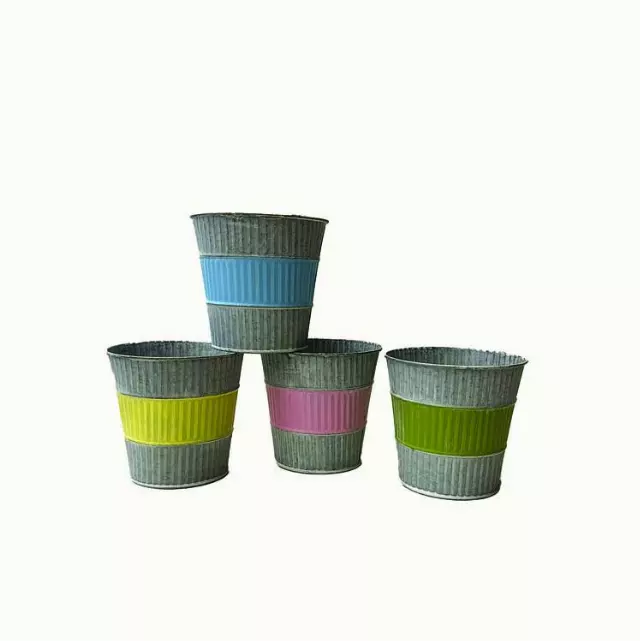 MTL4000ASST 5”x 5” pastel STRIP TIN POT-“each” – W/L-Min 12 -Case pk 96