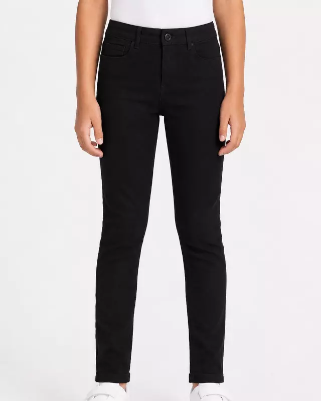 Girls' Skinny Black Twill Pants #01 — Black / 4-5-6-6X