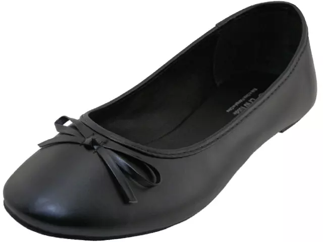 S8500L - Women's "Easy USA" Comfort Soft PU Upper Ballet Flat Shoes — Black (S8500L-B) / 9