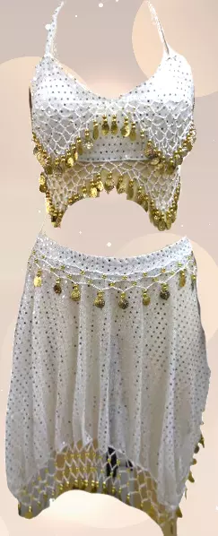 CHH-16058- 2 pc Women's Belly Dance Costume Set - $12.00 Each (3 pcs per pack) — White
