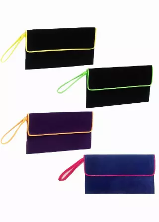 Giannini 4 Pack Velvet & Neon Large Clutch Wristlet Pouch
