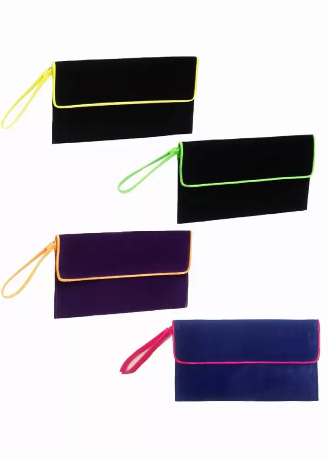 Giannini 4 Pack Velvet & Neon Large Clutch Wristlet Pouch