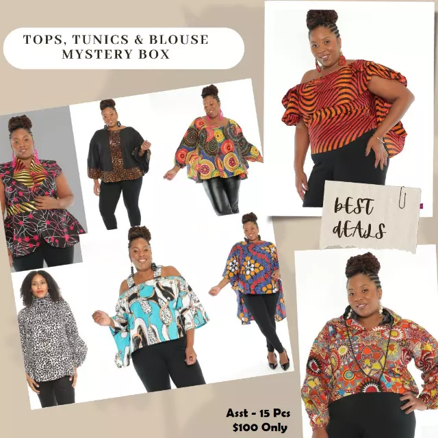 (10 pcs for $75) Women's African TOPS Blouses- Assorted Box