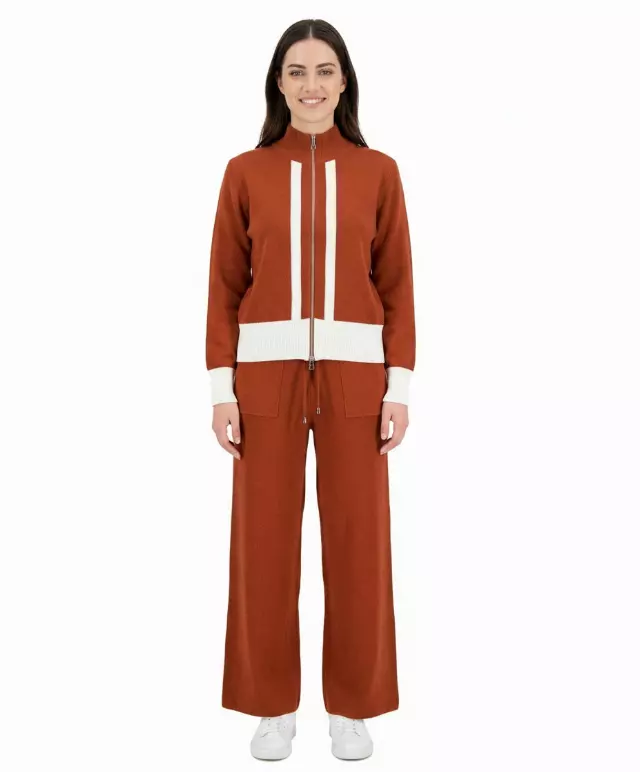 Knit Sweater & Wide-Leg Lounge Set #102 — Rust/Ivory / S/M-L/XL