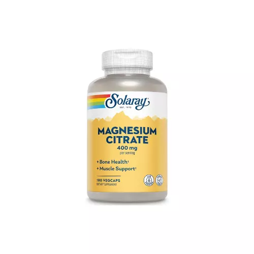 Solaray Magnesium Citrate 400mg, 180 VegCaps, 60 Servings