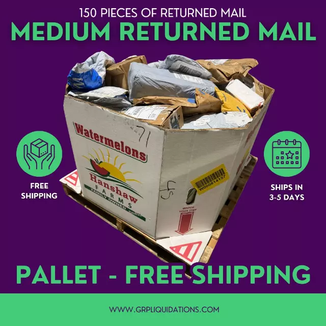 Returned Mail Pallet · 150 packages · handling wear