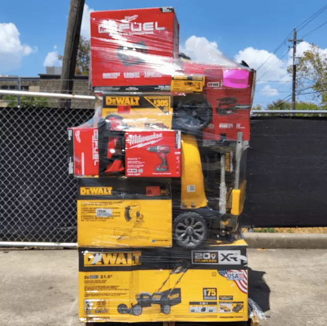 Milwaukee DeWalt tool pallet · Grade A shelf pulls and open-box returns