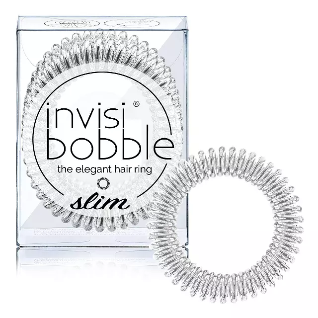 invisibobble SLIM Traceless Spiral Hair Ties, Chrome Sweet Chrome – Strong Elastic Grip Coil Hair Accessories Women – No Kink, Non Soaking – Gentle for Girls Teens and Thick Hair, 3 Count (Pack of 1)