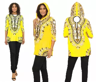 17030- Women's One Size Dashiki Tunic Top with Hood -One Size (6-PCS PRE-PACK)