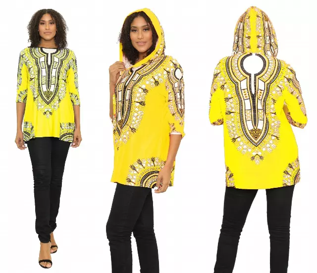 17030- Women's One Size Dashiki Tunic Top with Hood -One Size (6-PCS PRE-PACK)