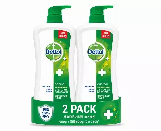 Dettol Anti-Bacterial Body Wash, Original Pine Scent, 950g per Bottle (Pack of 2, Total 1900g) – China Version, Kills 99.9% of Germs, pH Balanced (Original Pine)
