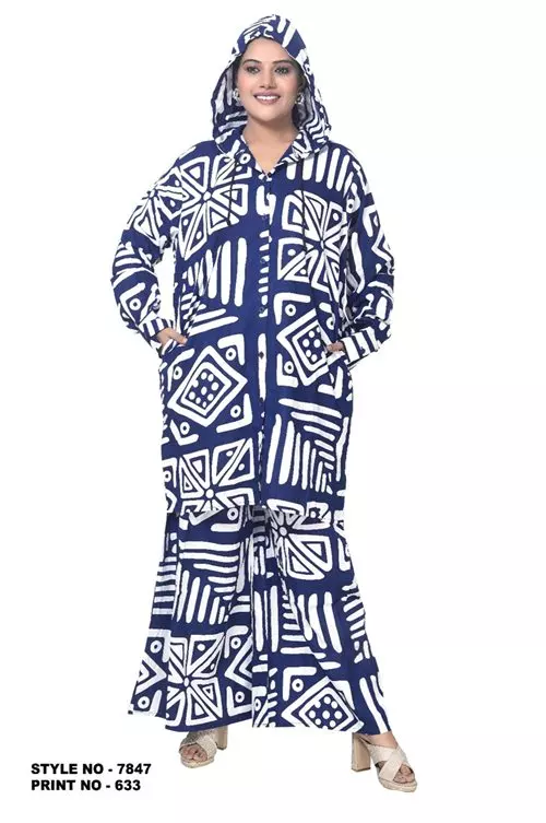 7847 - 100 % Cotton Printed 2pc Pant Set - Top/ W Hood + Pajama Set - $25.00 Each (3 pcs per pack) — Free Size / Print-633