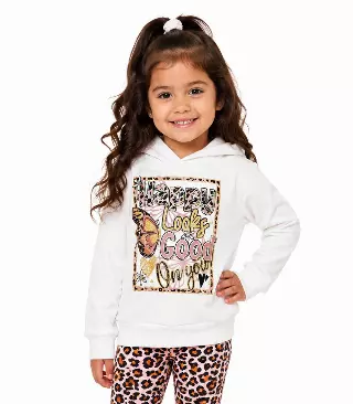 Girls Butterfly Hooded Fleece & Animal Print Legging Set – 7389302