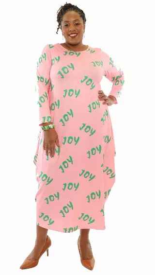 22108LS ON SALE!! Pink Green JOY Knit Maxi Dress- One Size (3-PCS Per Pack) ($12.00 Each)