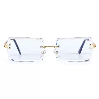 Fashion Rimless Clear Glasses with Dual-Bar Metallic Side Arms J10708-C