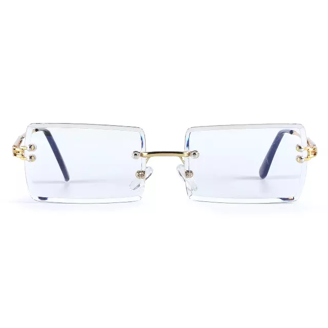 Fashion Rimless Clear Glasses with Dual-Bar Metallic Side Arms J10708-C