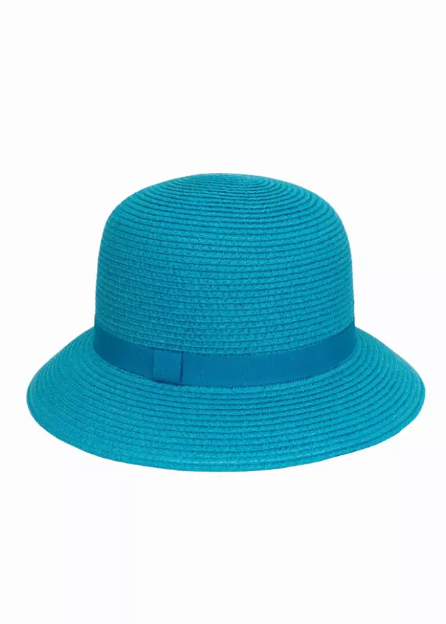 Magid Ribbon Straw Bucket Sun Hat — TURQUOISE